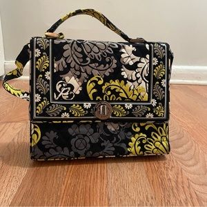 Vera Bradley Quilted Shoulder Purse- Black/Yellow/Cream/Gray
